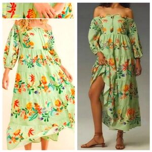 NWT Farm Rio Anthropologie Tiered Floral Mididress